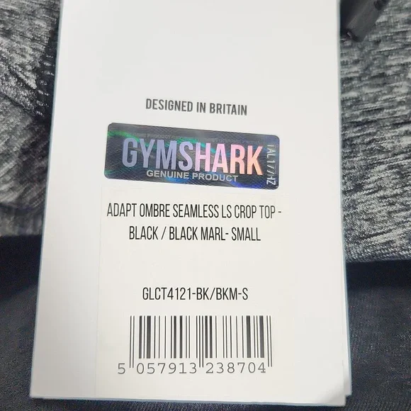 Gymshark Adapt Ombre Seamless LS Crop Top Black/Black Marl Small - Picture 11 of 11
